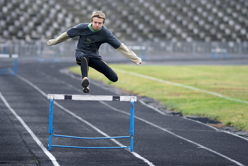 Young Man Hurdling